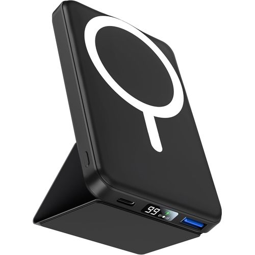 Batterie Externe For Mag-Safe, 10000mah Batterie Magnétique Sans Fil, Pliable Power Bank Mag-Safe Pd 22.5w Charge Rapide Usb-C Affichage Led Pour Iphone 16/15/14/13/12/Mini/Plus/Pro/ -Noir