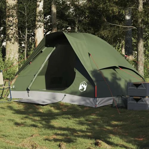 Tente De Camping À Dôme 2 Personnes Vert Olive Imperméable