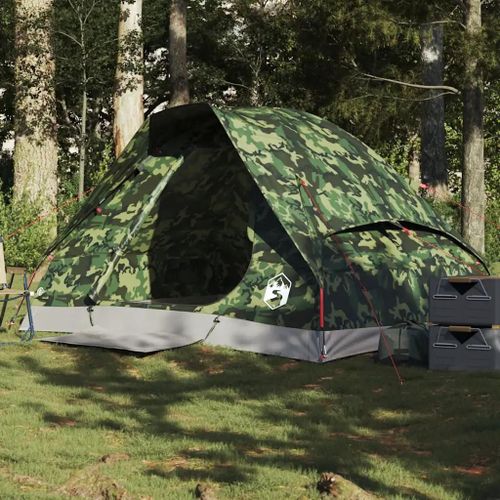 Tente De Camping À Dôme 2 Personnes Camouflage Imperméable