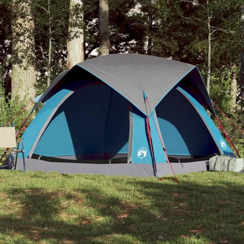 Tente De Camping De Cabine 4 Personnes Bleu Imperméable