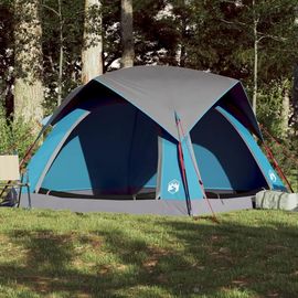 Tente De Camping De Cabine 4 Personnes Bleu Imperméable