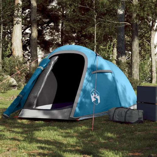 Tente De Camping Tunnel 2 Personnes Bleu Imperméable