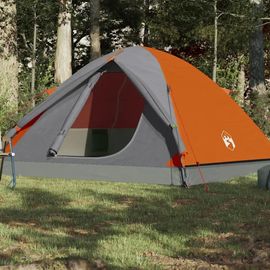 Tente De Camping À Dôme 6 Personnes Orange Imperméable