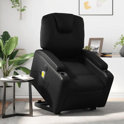 Fauteuil Inclinable De Massage Électrique Noir Similicuir