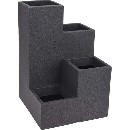 Jardinière Spirale À 4 Bacs En Plastique Xxl 60x40x40 Cm - Design Escaliers Pour Fleurs, Couleur Anthracite Élégante Et Pratique