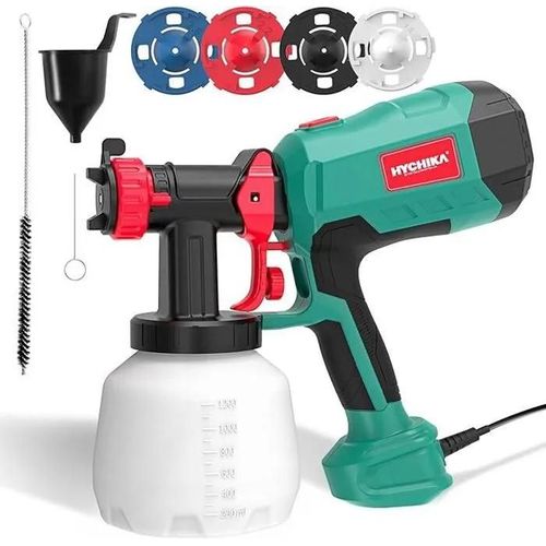 Pistolet à Peinture 600W - Réservoir 1200ml, 4 Buses, 3 Motifs de Jet - Facile à Nettoyer
