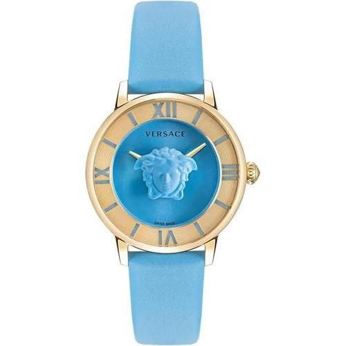 Montre - Versace - La Medusa Ve2r00622 - Quartz - Cuir Turquoise - 38 Mm Acier Inoxydable