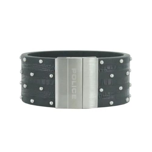 Bracelet - Police - Pj.21872blb/01-19 - Acier Inoxydable - Cuir Noir - 16,5 Cm