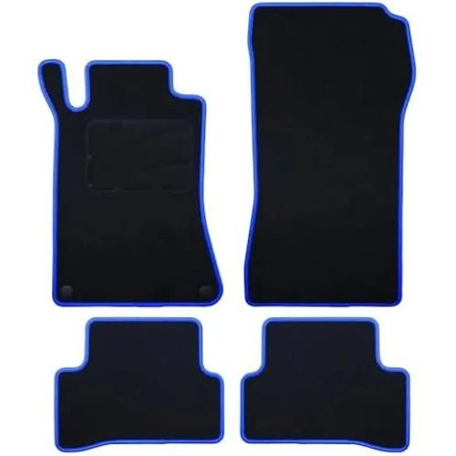 Tapis Sur Mesure - Mercedes - W203 Classe C Sedan-Clc - 5 Pièces - Bordure Bleue - Noir