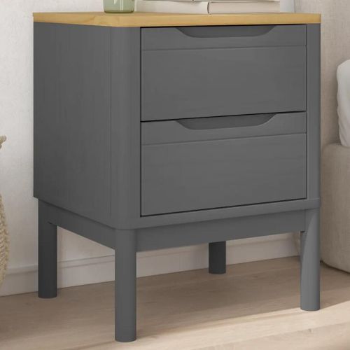 Table De Chevet Floro Gris 45x39x57 Cm Bois De Pin Massif