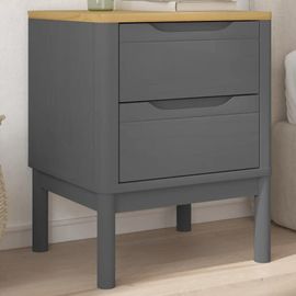 Table De Chevet Floro Gris 45x39x57 Cm Bois De Pin Massif