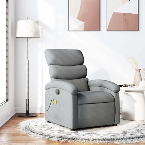 Fauteuil De Massage Inclinable Gris Clair Tissu