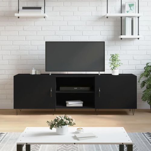 Meuble Tv Noir 150x30x50 Cm Bois D'ingénierie