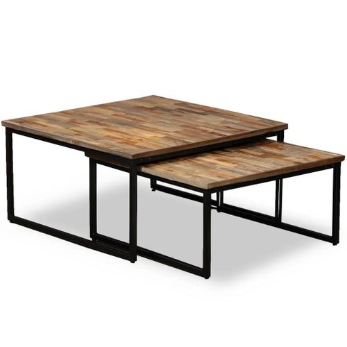Ensemble De Table Basse Gigogne 2 Pcs Teck Massif Récupération