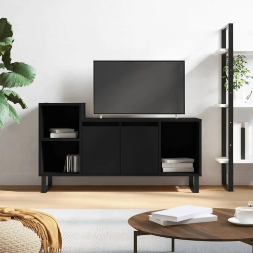 Meuble Tv Noir 100x35x55 Cm Bois D'ingénierie