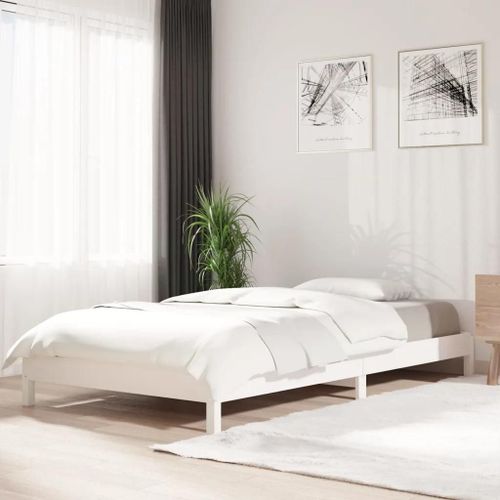 Lit Empilable Sans Matelas Blanc 100x200 Cm Bois De Pin Massif