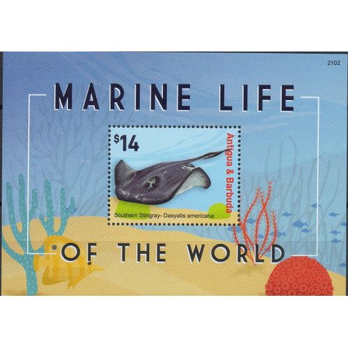 Antigua Y Barbuda Timbre Animaux : Poisson 2021