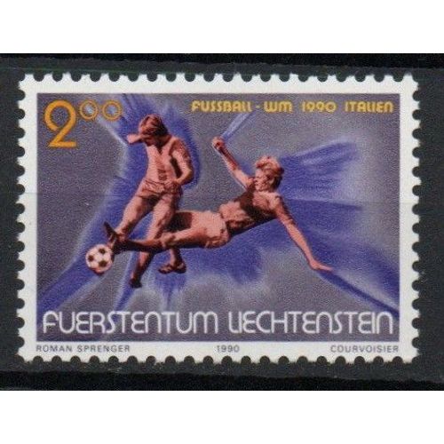 Liechtenstein Timbre Coupe Du Monde De Football 1990