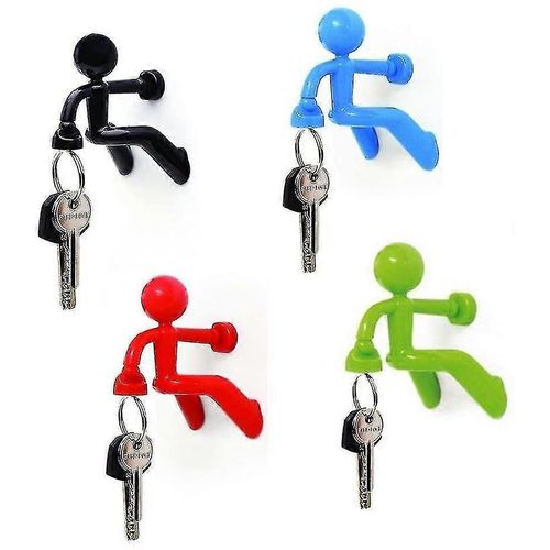 Ensemble De 4 Crochets De Porte-Clés Magnétiques Puissants Avec Conception D¿Homme D¿Escalade Murale | Aléatoire
