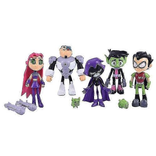 7pcs / Set Teen Titans Go Robin Cyborg Beast Boy Raven Action Figure Jouet Kid Cadeau
