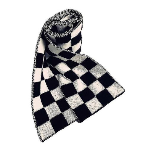 Classique Noir Blanc Carreaux À Carreaux Grilles Foulard Femmes Décorée Tricoté Mode Foulards Pashmina Châles Wraps Pour Dame Élégante