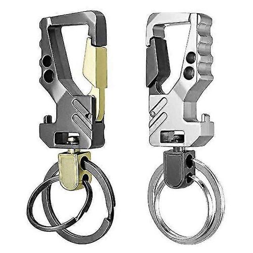 Porte-Clés, Porte-Clés De Voiture Porte-Clés En Métal Porte-Clés Ouvre-Bouteille Pour Hommes (2pcs, Argent + Or Noir)