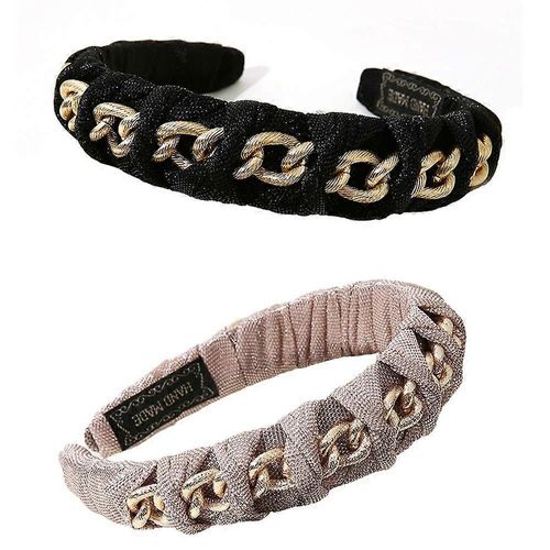 Knotted Headbands For Women Braided Head Band, Wide Head Bands Cute Fashion Headbands, Metal Chain Hair Bands 2 Pcs