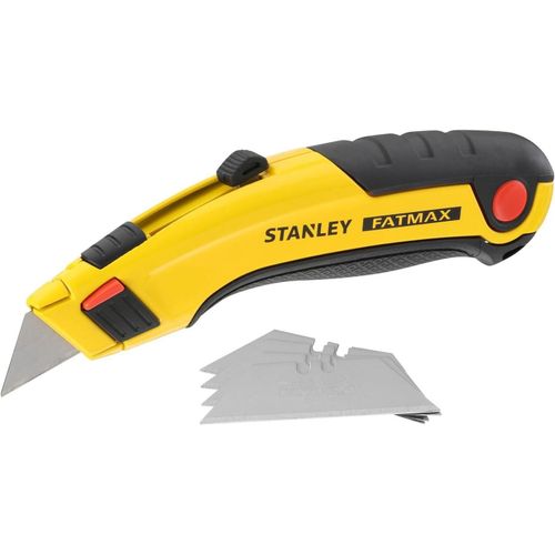 Couteau Utilitaire Stanley Fatmax Avec Lame Rétractable - Système Instantchange - 5 Lames Incluses - Repose-Doigt Caoutchouc - Jack Daniels