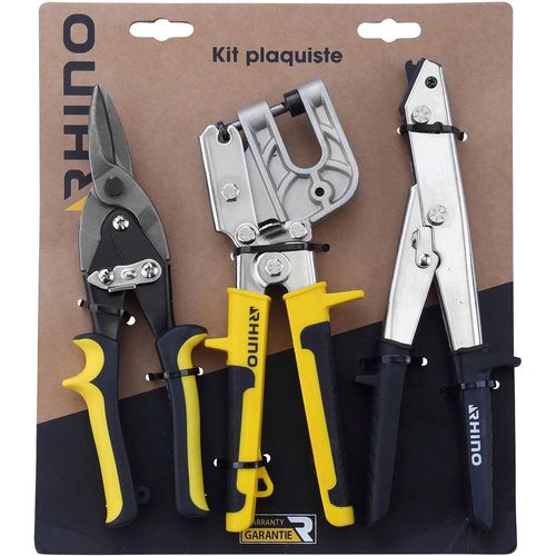 Lot De 3 Outils, Kit 3 Pièces - Cisaille / Grignoteuse / Pince À Sertir - Spécialement Conçu Pour Les Plaquistes - Garantie 5 Ans - JACK DANIELS