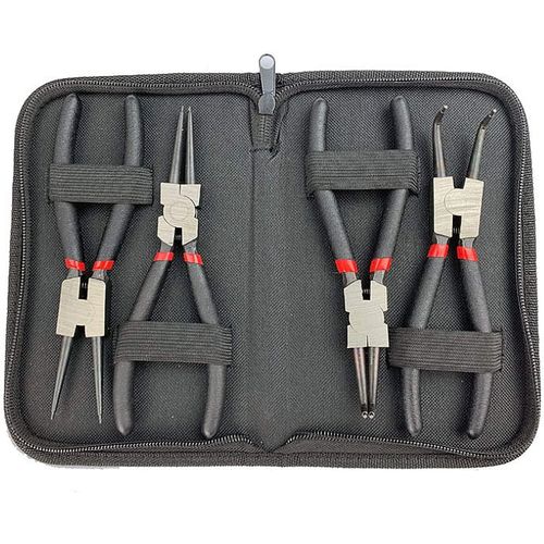 Lot De 4 Pinces À Circlips 6 Pouce 150Mm Droite Courbe Interieur Extérieure Ensembles De Pinces Avec Housse De Conservation Poignée Antidérapante - JACK DANIELS