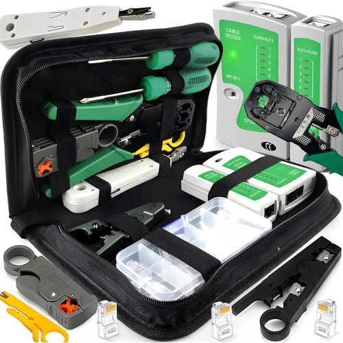 Professional Testeur De Network 9 En 1, Professional Maintenance De Testeur De Câble Lan, Sertisseuse 4/6/8P, Testeur De Câbles Rj45, Rj11, Rj12, Fonction Auto Scan, Boîtier Solide - JACK DANIELS