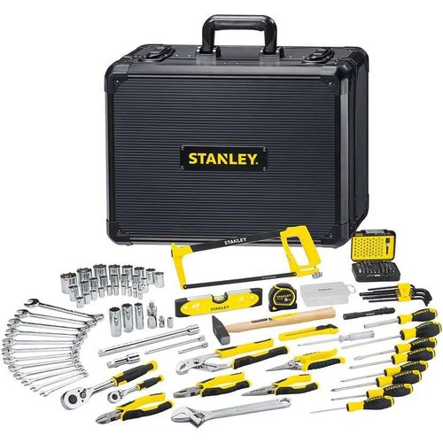 Valise De Maintenance Avec 142 Pièces - Composée De Pinces Et Coupe-Touts , Clé À Molette , Niveau , Tournevis , Scie À Métaux , Cutter , Marteau - Stmt98109-1 - JACK DANIELS