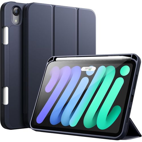 Coque Pour Ipad Mini (A17 Pro, Modèle 2024, 7ème Génération) / Mini 6 (8,3 Pouces, Modèle 2021, 6ème Génération) Avec Porte-Stylet, Étui Mince Tablette Avec Dos En Tpu Souple (Marine)