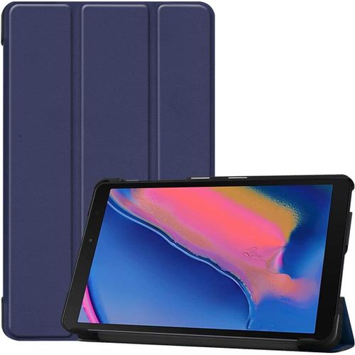 Pu Cuir Flip Pliable Folio Stand Protecteur Tablette Housse Étui Coque Pour Samsung Galaxy Tab A 8.0 (2019) With S Pen Sm-P200 P205 (Bleu Foncé)
