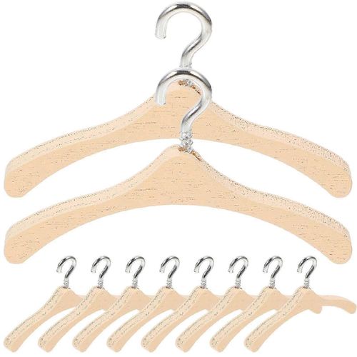 20pcs Poupées Vêtements Cintre En Bois Mini Poupée Cintre Poupée Robe Tenue Détenteurs Maison De Poupée Miniature Accessoires