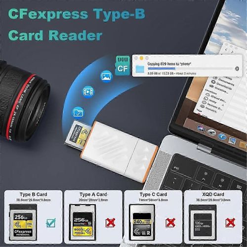 Lecteur de carte mémoire USB3.2 10Gbps CFexpress Type B Lecteur de carte mémoire CFExpress avec USB C/US
