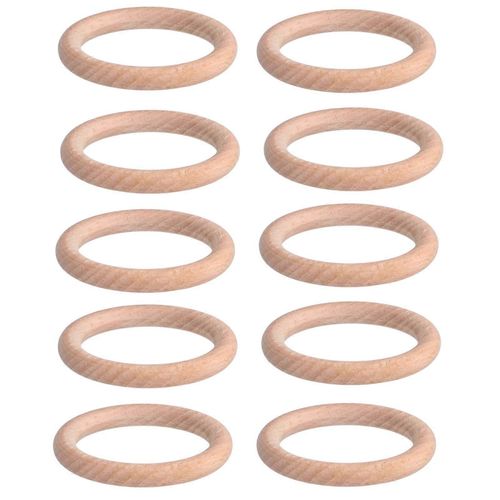 10pcs Anneaux En Bois Inachevés Bricolage Cercles En Bois Naturel Pour L¿Artisanat Fabrication De Bijoux Bébé Dentition6cm