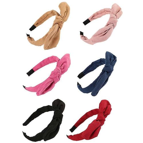 Bow Headbands For Women, 6pcs Headband With Bow For Women, Fashion Bunny Ear Headband, Top Knot Headband Turban Bow Headband, Solid Color Womens Headb