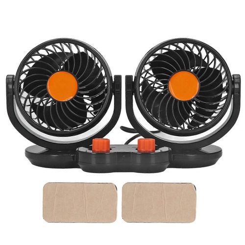 Ventilateur de véhicule Mini ventilateur double à faible bruit rotatif à 360 degrés avec prise allume-cigare pour voiture 24V