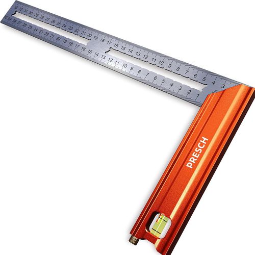 Équerre De Menuisier 300Mm - Moyen - Avec Jauge (30Cm), Niveau À Bulle Et Pointe À Marquage - 90° Et 45° Degrés - Équerre A Chapeau, Équerre De Precision Et Charpentier - JACK DANIELS