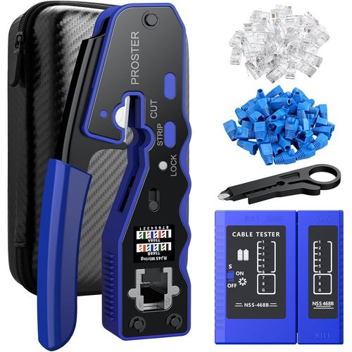 Pince Rj45, Pince À Sertir Rj45 Pour Sertir Connecteurs Cat6 Cat5 Cat5E Avec Dénudeur De Câble Outil De Sertissage Avec Cat6 Connecteurs 50Pcs Pour Réparation De Réseaux - JACK DANIELS