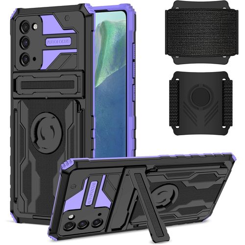 Coque Samsung Galaxy Note20 Note20 5g Etui Avec Support De Support Peut Être Porté Au Poignet Avec La Sangle Violet