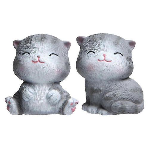 2 Pcs Beau Chat Design Réfrigérateur Autocollant Bande Dessinée Réfrigérateur Aimant Décor De Cuisine Gris