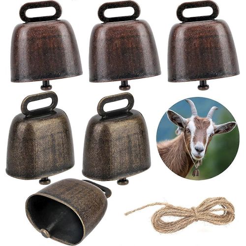 Cloche De Vache 6 Pièces, Cloches De Pâturage De Cloches De Vache De Mouton, Cloches De Cuivre Cloche De Bronze De Bovins, Pour Accessoires De Ferme D¿Animaux De Chèvre Antivol