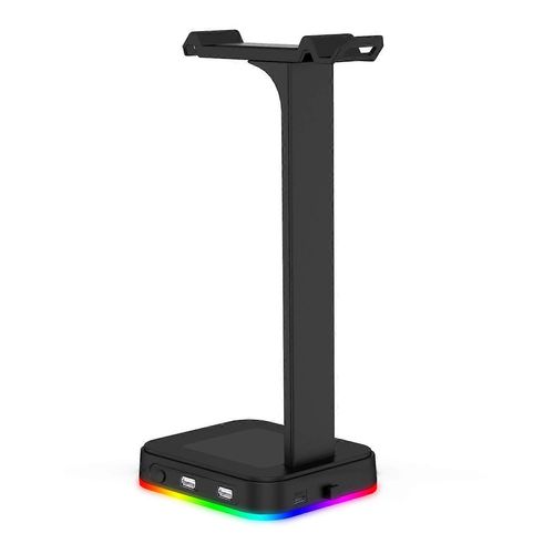 Support de casque avec 2 ports USB, Support de casque RGB Support de casque Gamer pour PC Gamer, Casque de jeu, Noir