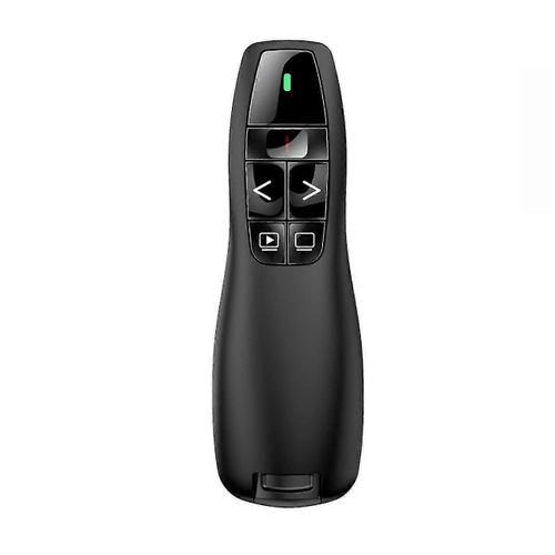 Télécommande de présentation sans fil R400, 2,4 Ghz, récepteur USB, pointeur laser rouge, plage de fonctionnement de 15 mètres, 6 boutons PC - Noir