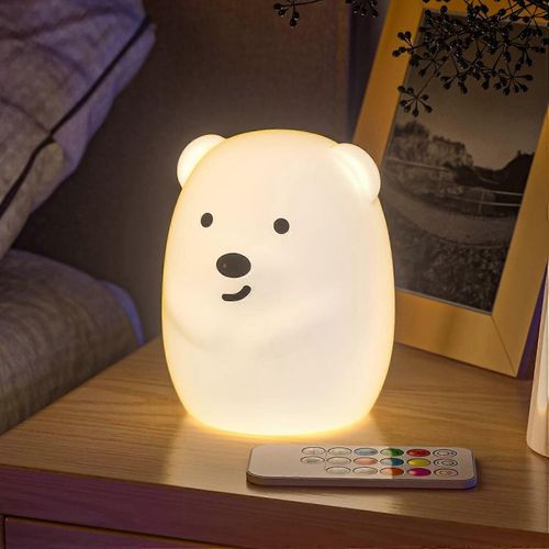 Veilleuse Pour Enfants Ours Veilleuse Led Lampe De Chambre À Coucher 9 Couleurs Bébé Veilleuse Multicolore Usb Rechargeable Légère Veilleuse Avec Télécommande Con