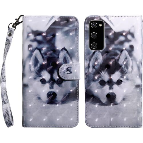 Etui Coque Pour Samsung S20 Fe 5g, Housse Portefeuille Magnétique Protection Fentes Pour Cartes Antichoc Flip Case Etui En Cuir Éritable Avec Fonction Support Coque - Les Chiots.