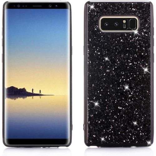 Coque Samsung Galaxy Note 8, Mince Étui En Silicone Souple Paillette Strass Brillante Bling Bling Glitter De Luxe,Flexible Plein-Corps Pc Bumper Housse Etui De Protection Noir