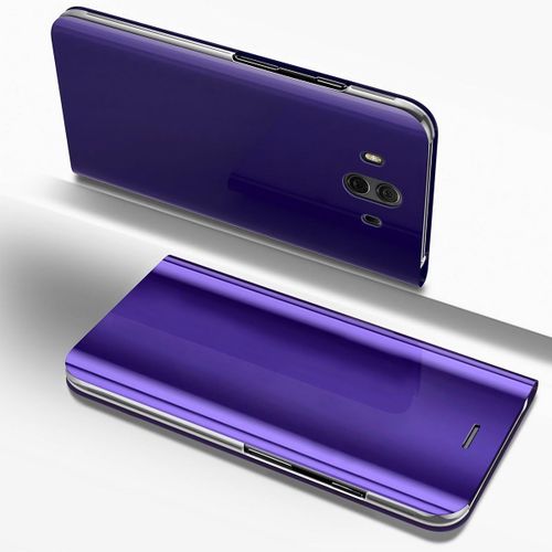 Miroir Coque Huawei Mate 10 Pro Flip Cover Portefeuille Pu Cuir+Miroir Complet Protecteur Étui Support Coque Mirror Clear View Miroir Smart Case Cover Coque À Rabat Magnétique Pourpre